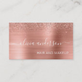 Rose Gold Glitzer Haar Makeup Salon Metallic Busin Visitenkarte (Vorderseite)