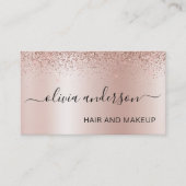 Rose Gold Glitzer Haar Makeup Salon Metallic Visitenkarte (Vorderseite)