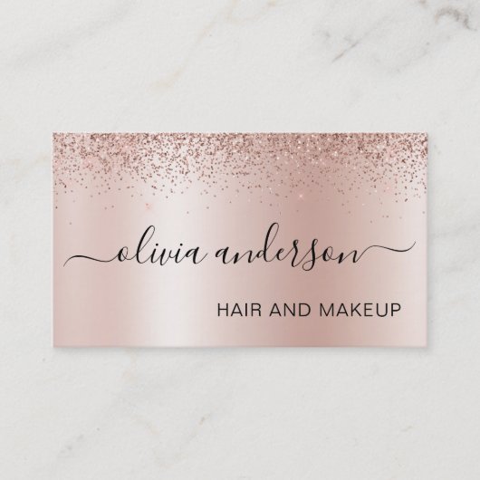 Rose Gold Glitzer Haar Makeup Salon Metallic Visitenkarte (Vorderseite)