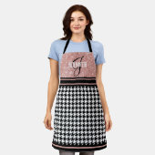 Rose Gold Glitzer Hahnentrittmuster Ihr Name Monog Schürze (Getragen)