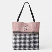 Rose Gold Glitzer Hahnentrittmuster Monogramm Name Tasche (Rückseite)