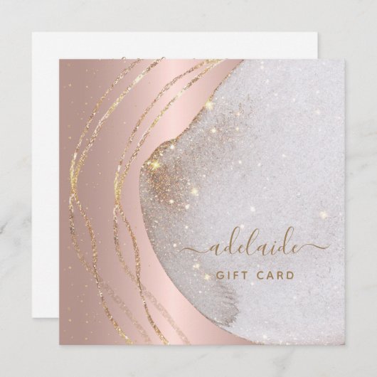 Rose Gold Glitzer Hair Stylist Geschenkgutschein (Vorne/Hinten)