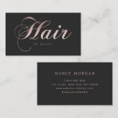 Rose Gold Glitzer Hair Stylist Script Calligraphy Visitenkarte (Vorne/Hinten)