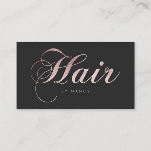 Rose Gold Glitzer Hair Stylist Script Calligraphy Visitenkarte (Vorderseite)