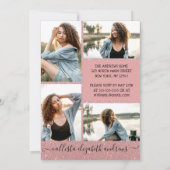 Rose Gold Glitzer Halo Foto Collage Abschluss Einladung (Rückseite)