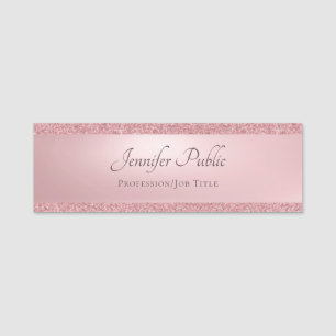 Rose Gold Glitzer Handgeschriebene moderne Vorlage Namensschild