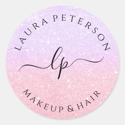 Rose gold Glitzer handgeschriebene Skriptkalligraf Runder Aufkleber (Vorderseite)