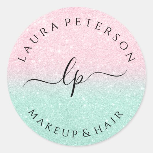 Rose gold Glitzer handgeschriebene Skriptkalligraf Runder Aufkleber (Vorderseite)