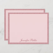 Rose Gold Glitzer Handgeschriebene Skriptvorlage Mitteilungskarte (Vorne/Hinten)