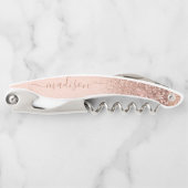 Rose Gold Glitzer Handgeschriebener Script-Individ Kellnermesser (Vorderseite)