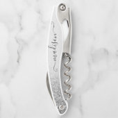 Rose Gold Glitzer Handgeschriebener Script Individ Kellnermesser (Rückseite)