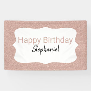 Rose Gold Glitzer Happy Birthday Banner
