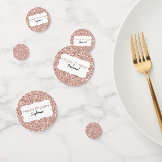 Rose Gold Glitzer Happy Birthday Konfetti (Gruppe)