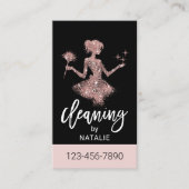 Rose Gold Glitzer Haushaltshilfe Reinigungsservice Visitenkarte (Vorderseite)