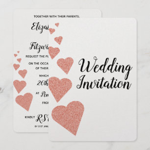 Rose Gold Glitzer Hearts Einladung Hochzeit