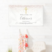 Rose Gold Glitzer Heilige Kommune Willkommen Banner (Insitu)