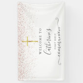 Rose Gold Glitzer Heilige Kommune Willkommen Banner (Vertikal)