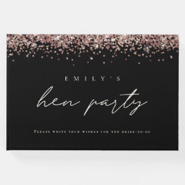 Rose Gold Glitzer Hen Party Black Guest Book Gästebuch