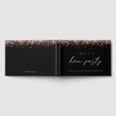 Rose Gold Glitzer Hen Party Black Guest Book Gästebuch (Voll)
