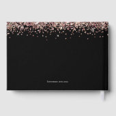 Rose Gold Glitzer Hen Party Black Guest Book Gästebuch (Rückseite)