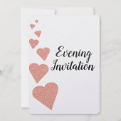 Rose Gold Glitzer Herz Abend Einladung (Vorderseite)