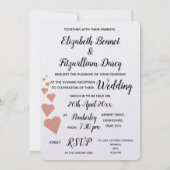 Rose Gold Glitzer Herz Abend Einladung (Rückseite)