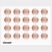 Rose Gold Glitzer Herzenslust Liebe Joziffer Runder Aufkleber (Blatt)