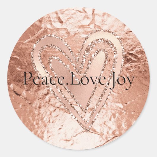 Rose Gold Glitzer Herzenslust Liebe Joziffer Runder Aufkleber (Vorderseite)