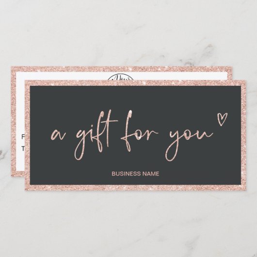 Rose Gold Glitzer Herzgraues Logo (Vorne/Hinten)