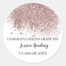 Rose Gold Glitzer Herzlichen Glückwunsch Graduate Runder Aufkleber