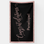 Rose Gold Glitzer Herzlichen Glückwunsch Typografi Banner (Vertikal)