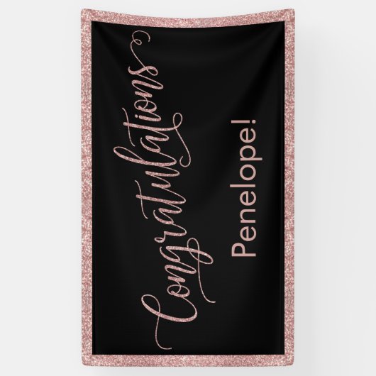 Rose Gold Glitzer Herzlichen Glückwunsch Typografi Banner (Vertikal)