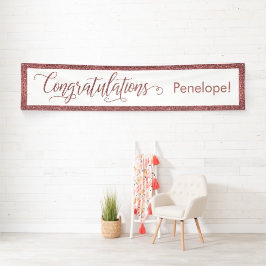 Rose Gold Glitzer Herzlichen Glückwunsch Typografi Banner (Insitu)