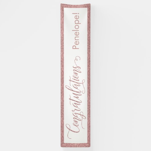 Rose Gold Glitzer Herzlichen Glückwunsch Typografi Banner (Vertikal)