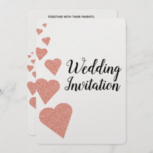 Rose Gold Glitzer Herzstück Hochzeit Einladung