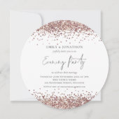 Rose Gold Glitzer Hochzeit Abend Party Runde Einladung (Vorderseite)