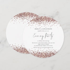 Rose Gold Glitzer Hochzeit Abend Party Runde Einladung