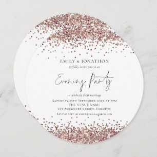 Rose Gold Glitzer Hochzeit Abend Party Runde Einladung
