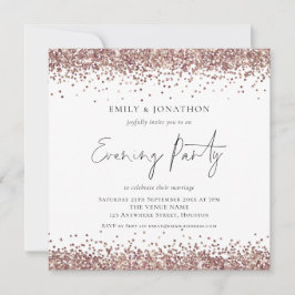 Rose Gold Glitzer Hochzeit Abend Party Square Einladung