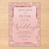 Rose Gold Glitzer Hochzeit Acryleinladungen (Vorderseite)