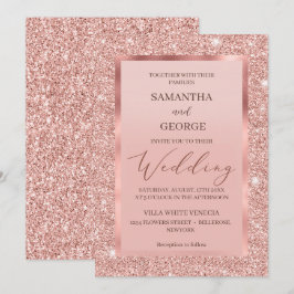 Rose Gold Glitzer Hochzeit Einladung