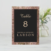 Rose Gold Glitzer Hochzeiten Tischnummern (Stehend Vorderseite)