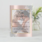 Rose Gold Glitzer Hochzeitseinladung Einladung (Stehend Vorderseite)