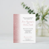 Rose Gold Glitzer Hochzeitseinladung Feiertagskarte (Stehend Vorderseite)