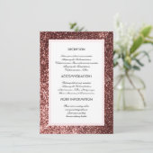 Rose Gold Glitzer Hochzeitsinformationen Gästekart Begleitkarte (Stehend Vorderseite)