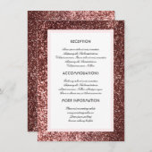 Rose Gold Glitzer Hochzeitsinformationen Gästekart Begleitkarte (Vorne/Hinten)