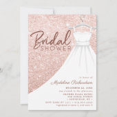 Rose Gold Glitzer Hochzeitskleid Chic Brautparty Einladung (Vorderseite)