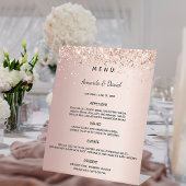 Rose Gold Glitzer Hochzeitsmenü Sockelschild