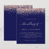 Rose Gold Glitzer Hochzeitsnacht Einladung (Vorne/Hinten)