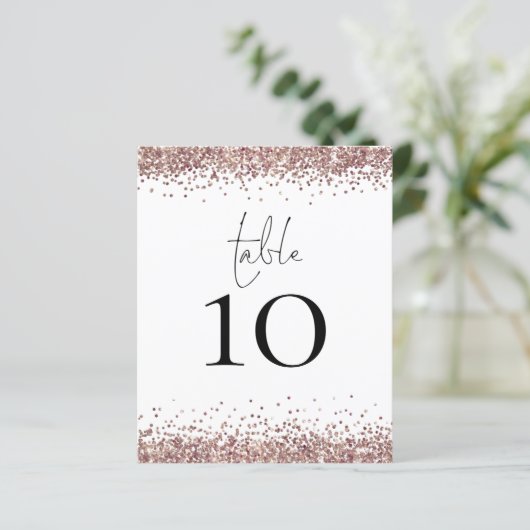 Rose Gold Glitzer Hochzeitstisch No White (Stehend Vorderseite)